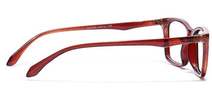  Glossy Brown Full Frame Rectangle Eyeglasses for Kids