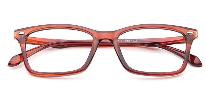  Glossy Brown Full Frame Rectangle Eyeglasses for Kids