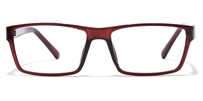  Glossy Brown Full Frame Rectangle Eyeglasses for Men and Women