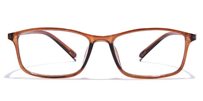  Glossy Brown Full Frame Rectangle Eyeglasses for Men and Women