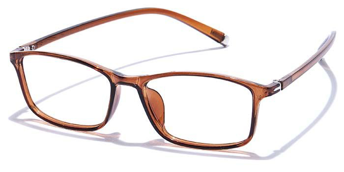  Glossy Brown Full Frame Rectangle Eyeglasses for Men and Women