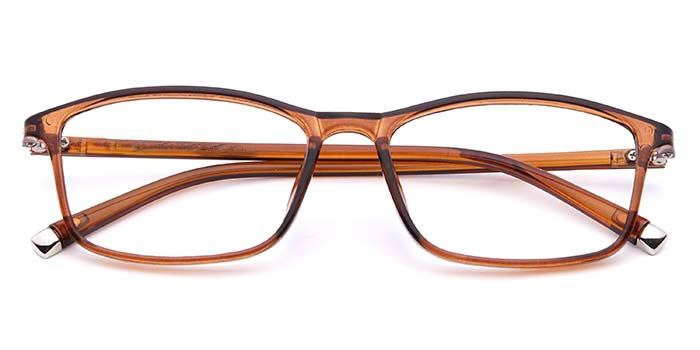  Glossy Brown Full Frame Rectangle Eyeglasses for Men and Women