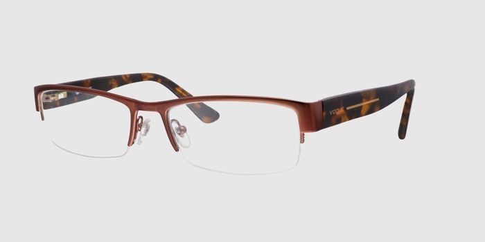  Brown Half rim Rectangle Eyeglasses for Women