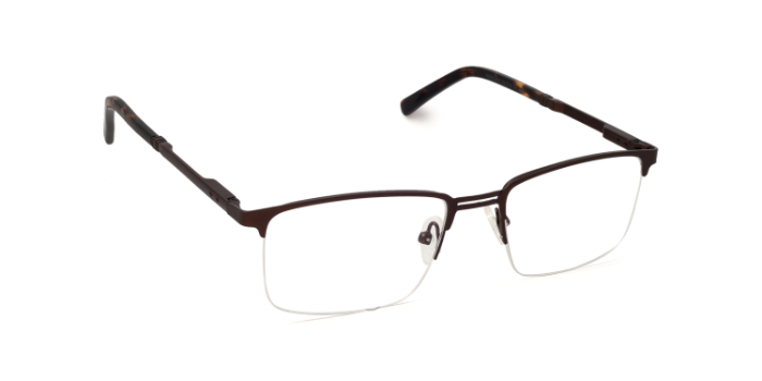 INTEGRITI Brown Half Frame Rectangle Eyeglasses for Men and Women