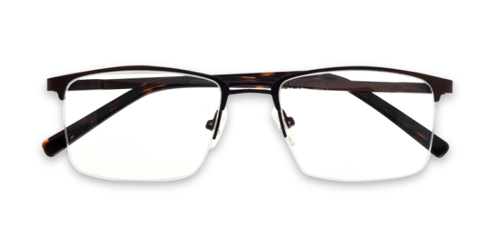 INTEGRITI Brown Half Frame Rectangle Eyeglasses for Men and Women