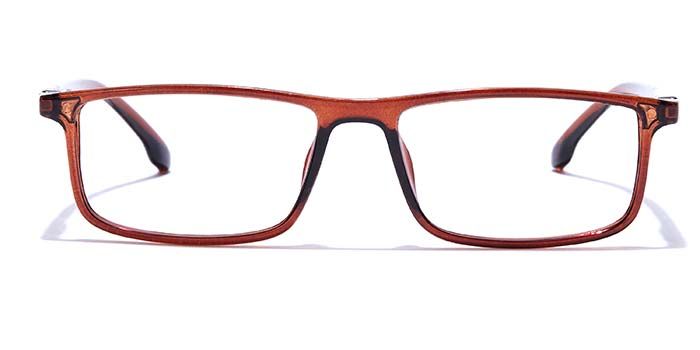  Glossy Brown Full Frame Rectangle Eyeglasses for Men and Women