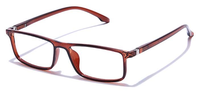  Glossy Brown Full Frame Rectangle Eyeglasses for Men and Women