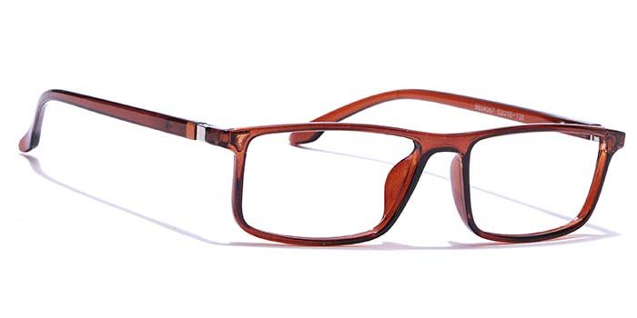  Glossy Brown Full Frame Rectangle Eyeglasses for Men and Women