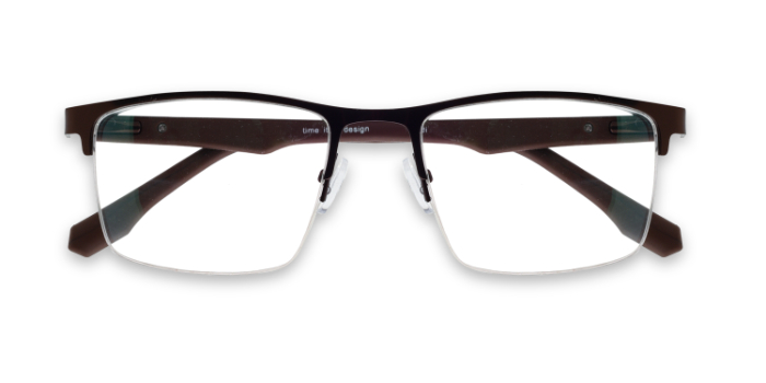  Brown Half Frame Rectangle Eyeglasses for Men and Women