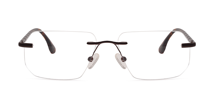  Brown Rimless Rectangle Eyeglasses for Men and Women