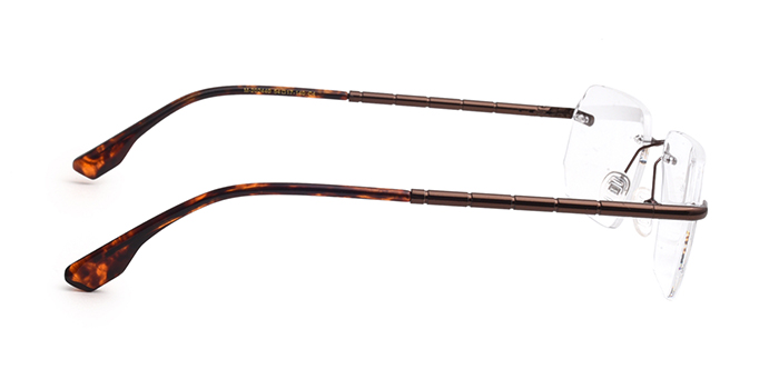  Brown Rimless Rectangle Eyeglasses for Men and Women