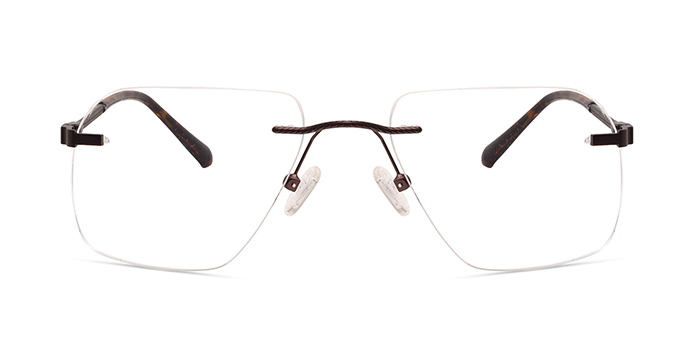  Brown Rimless Square Eyeglasses for Men and Women