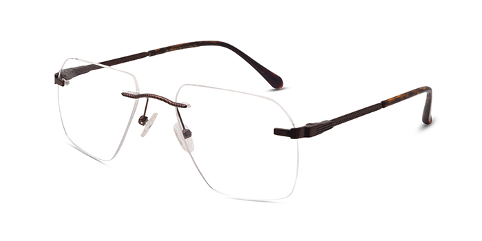  Brown Rimless Square Eyeglasses for Men and Women