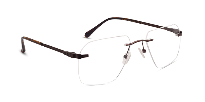  Brown Rimless Square Eyeglasses for Men and Women