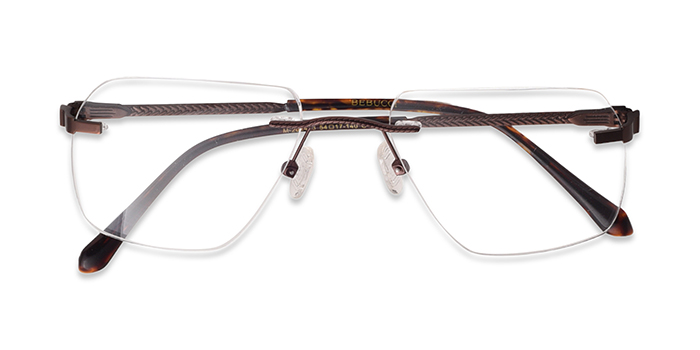  Brown Rimless Square Eyeglasses for Men and Women