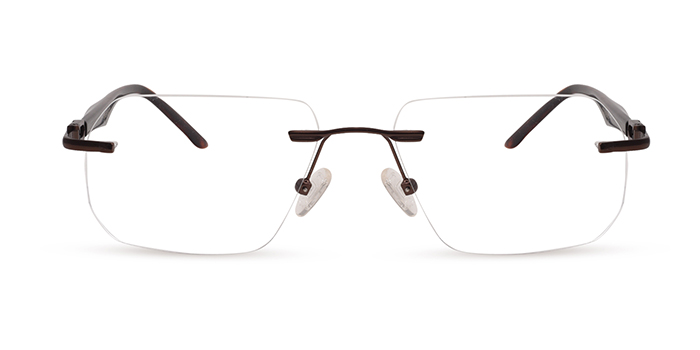  Brown Rimless Rectangle Eyeglasses for Men and Women