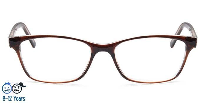  Glossy Brown Full Frame Rectangle Eyeglasses for Kids