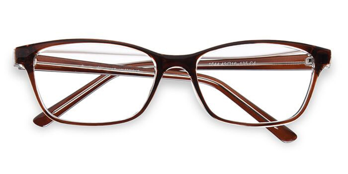  Glossy Brown Full Frame Rectangle Eyeglasses for Kids