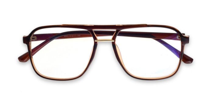  Brown Full Frame Square Eyeglasses for Men and Women