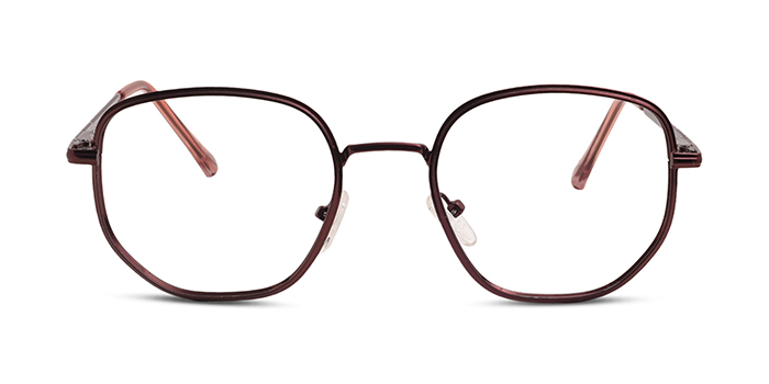  Brown Full Frame Hexagon Eyeglasses for Men and Women
