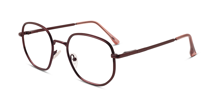  Brown Full Frame Hexagon Eyeglasses for Men and Women