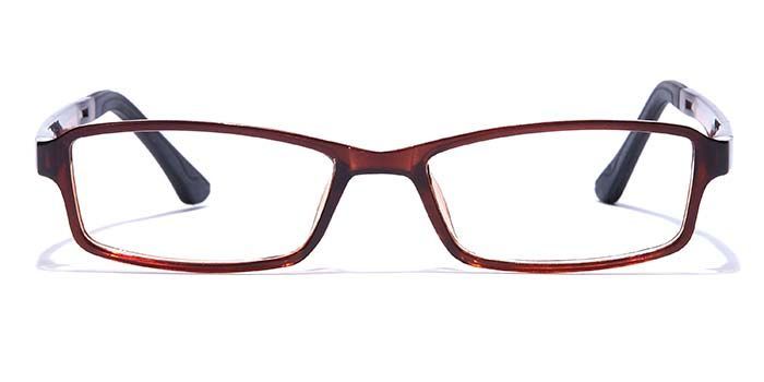  Glossy Brown Full Frame Rectangle Computer Glasses for Men and Women