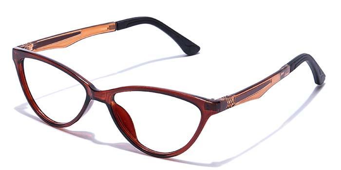  Glossy Brown Full Frame Cateye Computer Glasses for Women