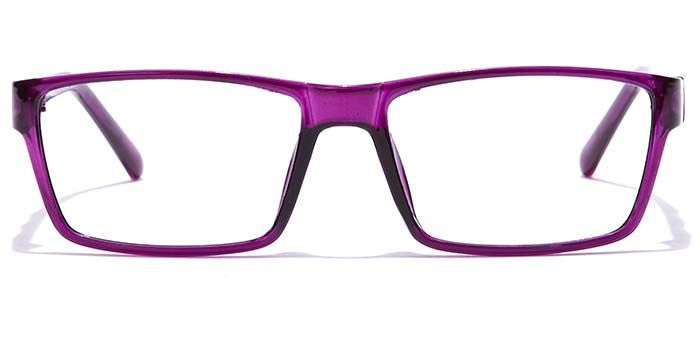  Glossy Purple Full Frame Rectangle Eyeglasses for Women