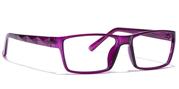  Glossy Purple Full Frame Rectangle Eyeglasses for Women