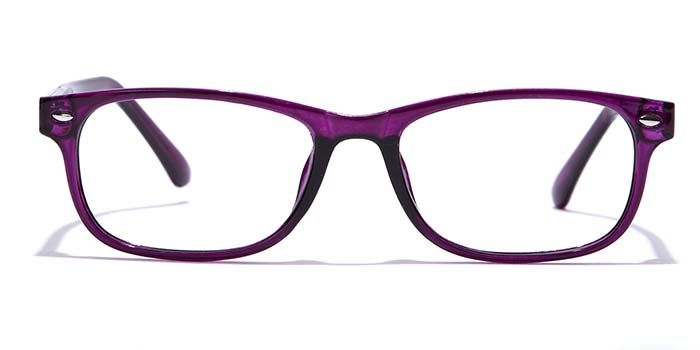  Glossy Purple Full Frame Rectangle Eyeglasses for Women