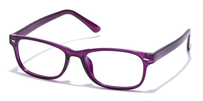  Glossy Purple Full Frame Rectangle Eyeglasses for Women