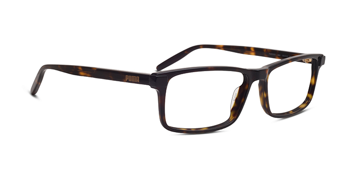 PUMA Tortoise Full Frame Rectangle Eyeglasses for Men and Women