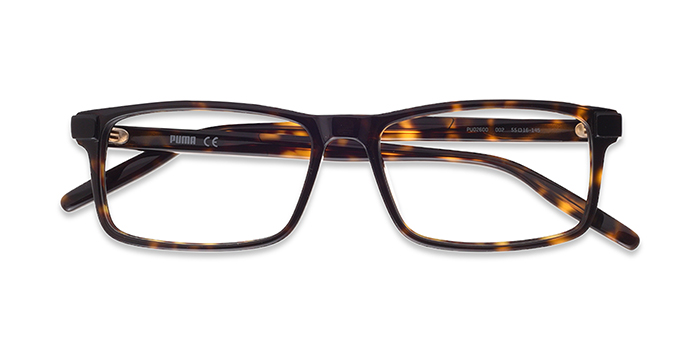 PUMA Tortoise Full Frame Rectangle Eyeglasses for Men and Women