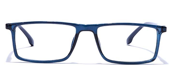 blue full rim rectangle eyeglasses