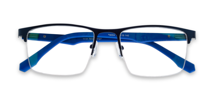  Blue Half Frame Rectangle Eyeglasses for Men and Women