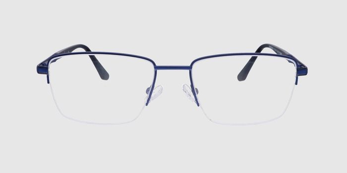  Blue Half rim Rectangle Eyeglasses for Men