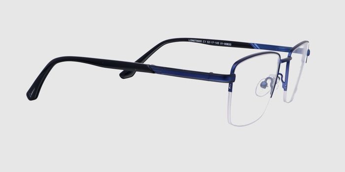  Blue Half rim Rectangle Eyeglasses for Men