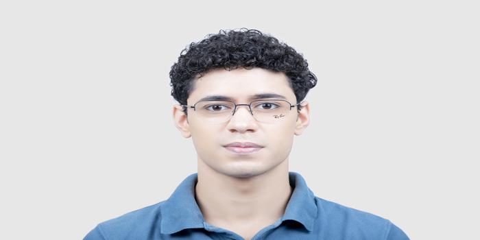  Blue Half rim Hexagon Eyeglasses for Men