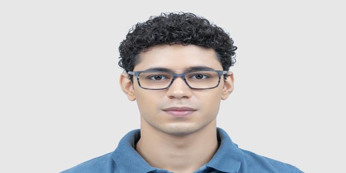  Blue Full frame Rectangle Eyeglasses for Men