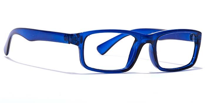  Glossy Blue Full Frame Rectangle Eyeglasses for Kids