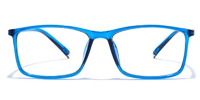  Glossy Blue Full Frame Rectangle Eyeglasses for Men and Women