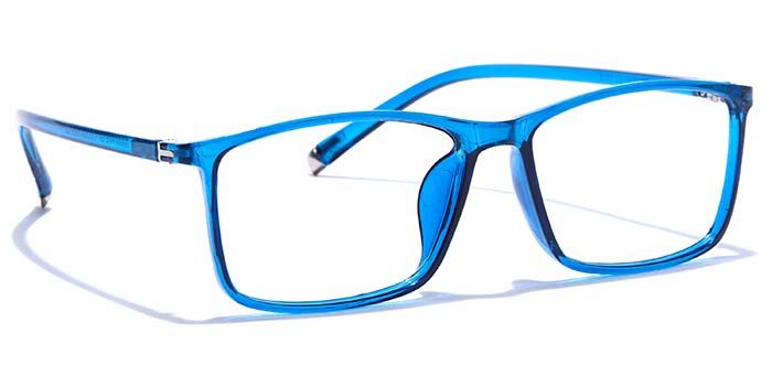  Glossy Blue Full Frame Rectangle Eyeglasses for Men and Women