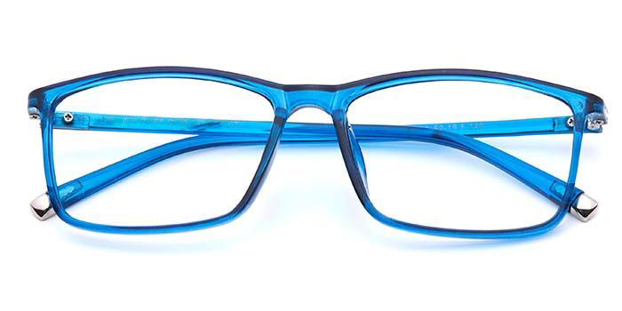  Glossy Blue Full Frame Rectangle Eyeglasses for Men and Women