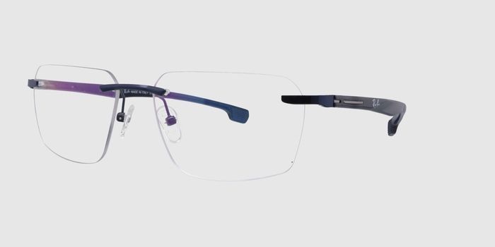  Blue Rimless Rectangle Eyeglasses for Men and Women