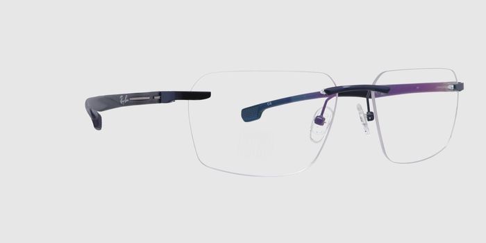  Blue Rimless Rectangle Eyeglasses for Men and Women