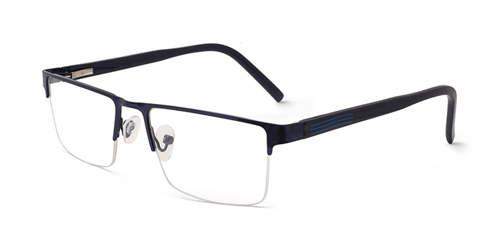  Blue Half Frame Rectangle Eyeglasses for Men and Women