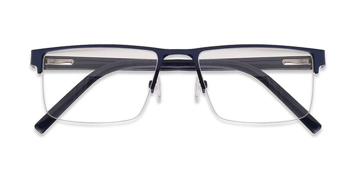  Blue Half Frame Rectangle Eyeglasses for Men and Women