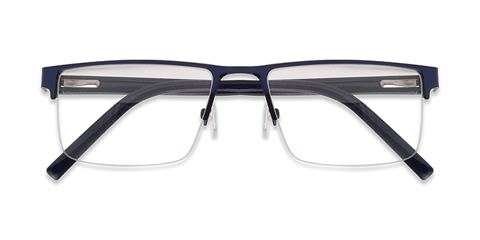  Blue Half Frame Rectangle Eyeglasses for Men and Women