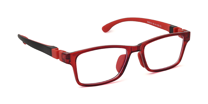  Red Full Frame Rectangle Eyeglasses for Kids