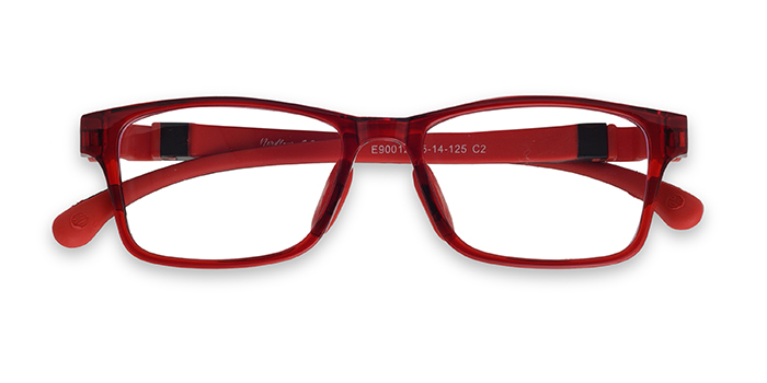  Red Full Frame Rectangle Eyeglasses for Kids